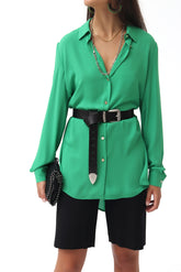 LARGE OPENINGS  CHIFFON SHIRT